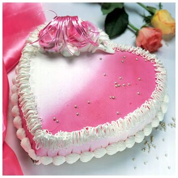 3 Kg Strawberry Cake Heart Shaped With Stand