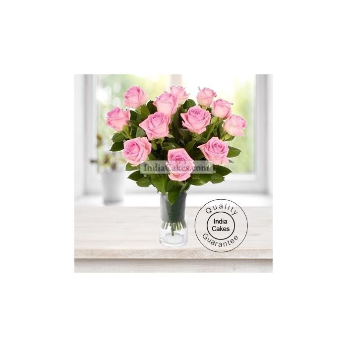 Hand Tied 15 Pink Roses Bunch
