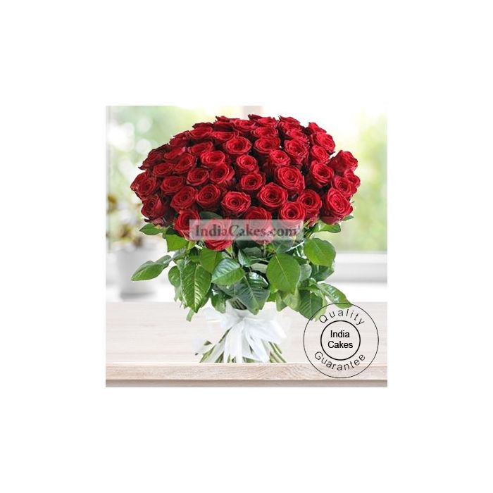 Hand Tied 50 Red Roses Bunch