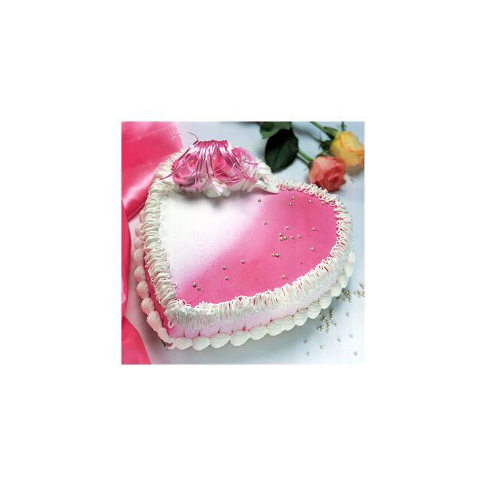3 Kg Strawberry Cake Heart Shaped With Stand
